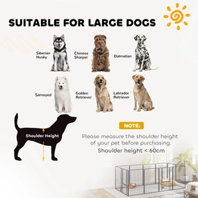 PawHut Wybieg dla Szczeniąt 4-boczny z 12 Panelami, Drzwi, Składany, 100cm Wysokość; Elastyczny i Praktyczny