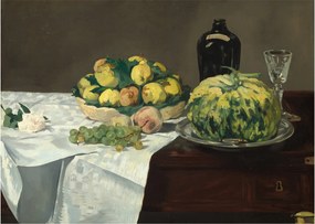 Obraz na szkle - Edouard Manet, Still Life with Melon and Peaches, reprodukcje (70x50 cm)