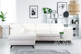Masseno Narożnik VOLA z funkcją spania i pojemnikiem na pościel Narozniki L, Rozkładana sofa - Biały, BUBBLE 1