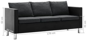 Atrakcyjna 3-osobowa sofa Karlo 3Q - czarno-ciemnoszara