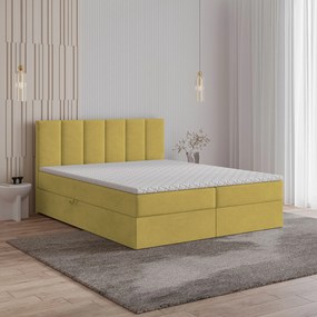 Masseno Łóżko kontynentalne MERIL z pojemnikiem na pościel 140x200 cm - Żółty, SORO 40