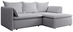 Kanapa narożna prawostronna rozkładana z szarą teksturowaną tapicerką - TEODORA