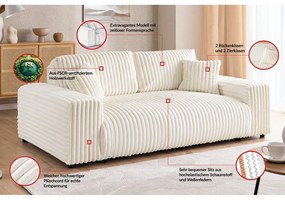 Kremowa sztruksowa sofa 178 cm Justin – Ropez