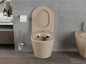 Mexen Rico miska wc Rimless z deską wolnoopadającą slim, duroplast, cappuccino mat - 30724064