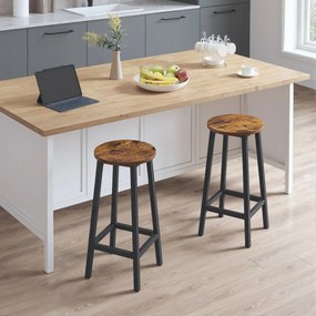 Drewniany rustykalny taboret na czarnym stelażu  T6-M59