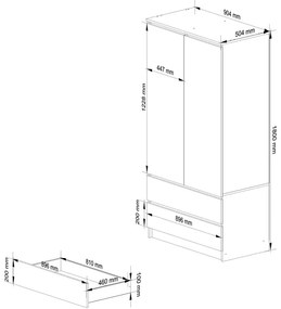 Szafa ubraniowa dwudrzwiowa z szufladami wenge + biały B5-Z33