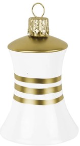 Zestaw 3 biało-złotych szklanych bombek w kształcie dzwonka Ego Dekor