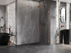Mexen Lunar ścianka prysznicowa Walk-in prawa 80 x 200 cm, transparent 8 mm, miedź szczotkowana - 830-080-000-65-00-P