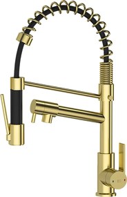 Big Hotto bateria zlewozmywakowa z ruchomą wylewką, szczotkowane złoto - Essebagno