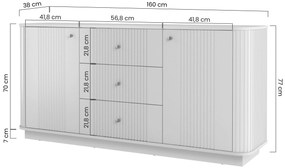 Komoda Vesper 160 cm z szufladami - kaszmir / orzech / złote uchwyty
