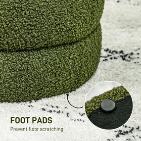 HOMCOM Pufa, okrągła, mikrofibra, do 120kg, Φ40x45H cm, Zielona