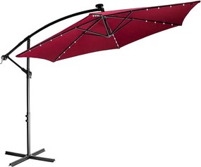STILISTA  Parasol ogrodowy z rączką 3,5m, czerwony + LED
