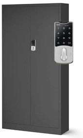 Biurowa szafa metalowa na akta DANIEL, 900 x 1850 x 400 mm, antracytowa