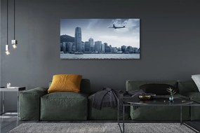 Obraz na płótnie Lot nad Chmurami i Miastem