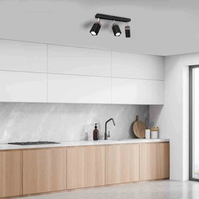Lampa sufitowa, kierunkowa, czarna, potrójna SOLO SAWN BLACK / PATINATED WOOD 3x mini GU10
