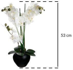 Sztuczny storczyk w czarnej doniczce, 50 cm