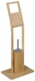 AQUALINE BI026 Bambusowy stojak z uchwytem napapier toaletowy i szczotkę do WC, kwadratowy