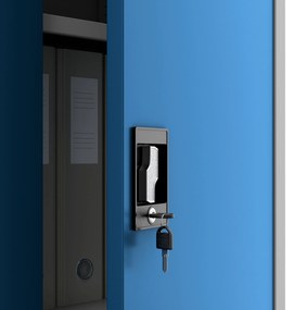 Szafa gospodarcza zamykana DAWID 900 x 1850 x 450 mm, szaro-niebieska