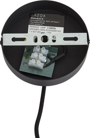 Lampa wisząca Japandi czarna z białym lnianym kloszem 50cm - Rieu
