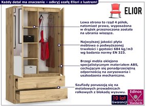 Szafa z lustrem na ubrania dąb artisan - Ellori