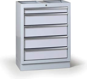 Szafka warsztatowa do blatu G2, 5 szuflad, 680 x 455 x 910 mm, szary