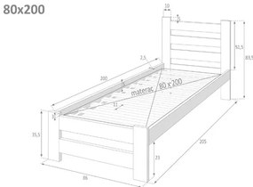 Drewniane jednoosobowe łóżko skandynawskie 80x200 - Lids 3X