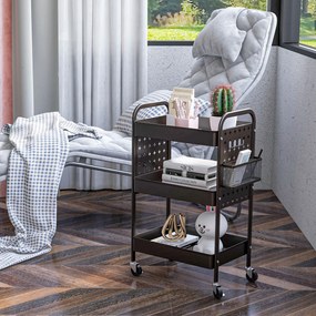 HOMCOM Wózek na Kółkach Kuchenny Czarny | Aosom PL