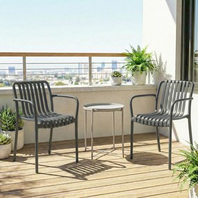 Outsunny Krzesła ogrodowe 4 szt. składane krzesła tarasowe z lamelowym siedziskiem i podłokietnikami, ergonomiczne, ciemnoszare | Aosom PL