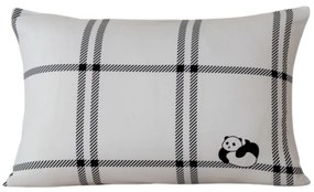 Flanelowa poszewka na poduszkę CUTE PANDA 50x70 cm, biała