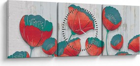 Obraz - Maki - nafta (z zegarem) (90x30 cm)