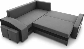 Narożnik Martim półka pufy z funkcją spania 200x140 cm – lewy/prawy, pojemnik na pościel, mikrofaza, pianka lub bonell
