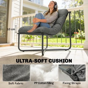 Outsunny Fotel Lounge Outdoor Ergonomiczny fotel ogrodowy z przyjazną dla skóry poduszką Szerokie siedzisko Stalowy stelaż Ciemnoszary | Aosom PL