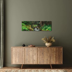 Obraz strumienia w lesie (z zegarem) (90x30 cm)