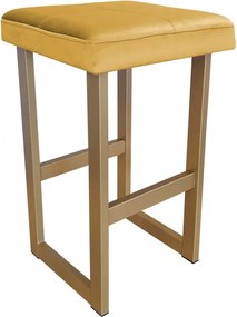 Hoker ALEX krzesło barowe tkanina Welur podstawa metalowa : Kolor Stelaża - Złoty, Kolor tkaniny - VELVET - MG15, Wysokość - 75 cm