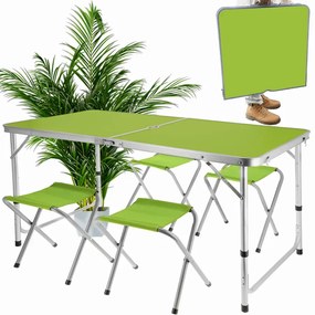Zielony składany stolik ogrodowy z 4 taboretami L4-D72