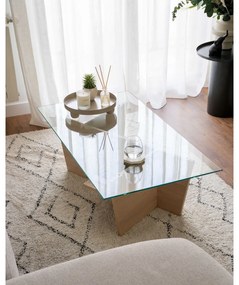 Stolik ze szklanym blatem w naturalnym kolorze 60x110 cm Balwind – Kave Home