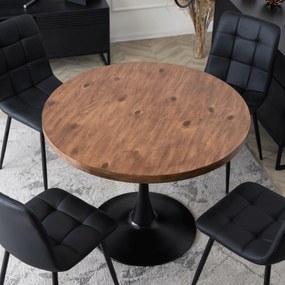 Stół Okrągły LINO 100 cm Dąb Rustykalny/Czarny Nowoczesny Loft