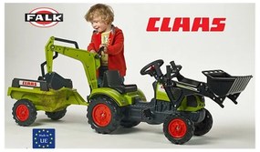 Falk traktor claas arion zielony zestaw z przyczepą łyżka + ładowarka