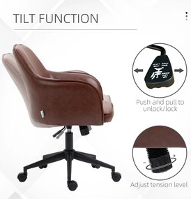 Vinsetto Krzesło biurowe ergonomiczne obrotowe z regulacją wysokości brązowe 58,5x62x91cm | Aosom PL