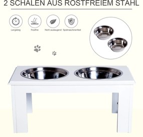 PawHut Miski Podwyższone dla Zwierząt 2 Miski Stal Szlachetna Biały dla Psów i Kotów | Aosom PL
