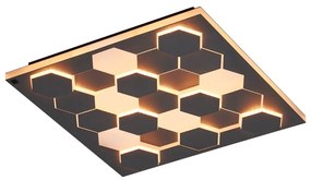 Czarna lampa sufitowa LED ze sterowaniem głosowym/mobilną aplikacją i metalowym kloszem 55x55 cm Cifavo – CINQUE