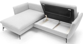Jasnoszara kanapa narożna rozkładana z pojemnikiem K3-M49