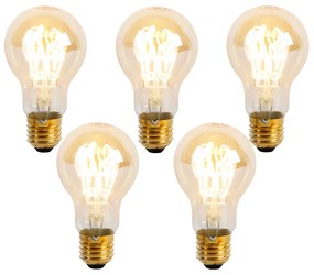Zestaw 5 Ściemniana spiralna lampa LED E27 A60 goldline 4W 270 lm 2200K