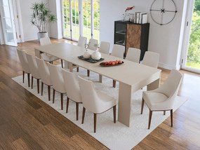 Stół konsolowy rozkładany na 12 osób – 6 wkładek – Beżowy – ONEGA