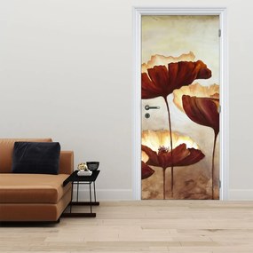 Fototapeta na drzwi - Czerwone kwiaty (95x205cm)