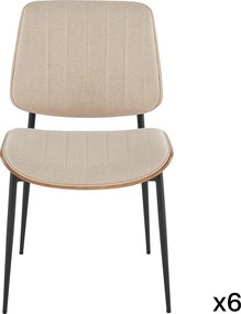 Komplet 6 krzeseł z pikowanej tkaniny w kolorze beżowym, wys. 82,5 cm - GISELLE