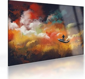 Obraz na szkle - człowiek unoszący się w kosmosie (70x50 cm)