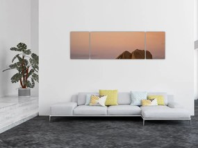 Obraz zachodu słońca w skałach (170x50 cm)