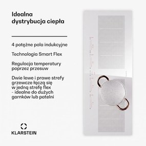 Klarstein Masterzone Slim 90cm Płyta Indukcyjna 2StrefyFlex 4 Strefy Gotowania Biały