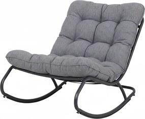 Fotel Bujany VIBE Ogrodowy z Poduszką Stalowy Czarny Szary 115 Cm